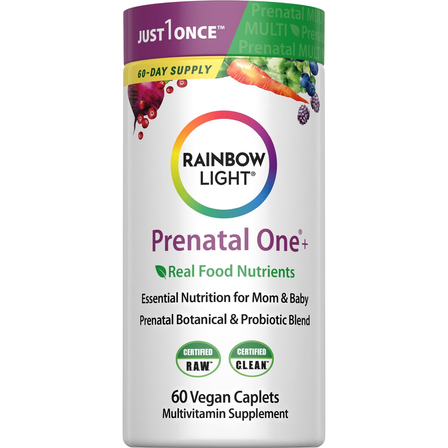 Rainbow Light Prenatal One Plus Multivitamin for Women – 60 Caplets | Real Food Nutrients