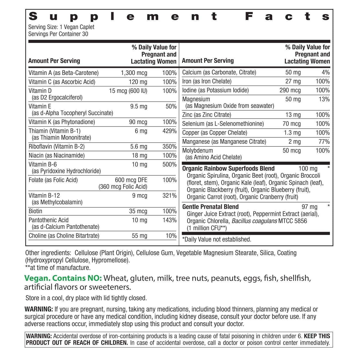 Rainbow Light Prenatal Multivitamin One+ for Women - 30 Caplets | Real Food Nutrients