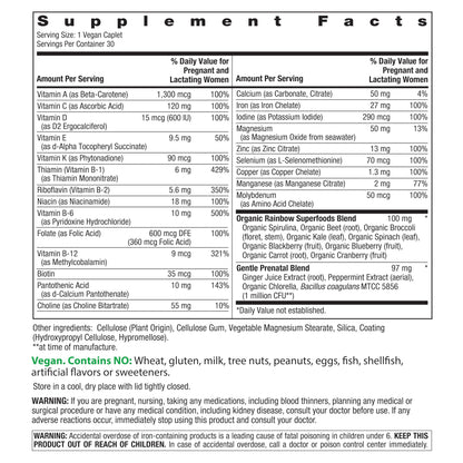 Rainbow Light Prenatal Multivitamin One+ for Women - 30 Caplets | Real Food Nutrients