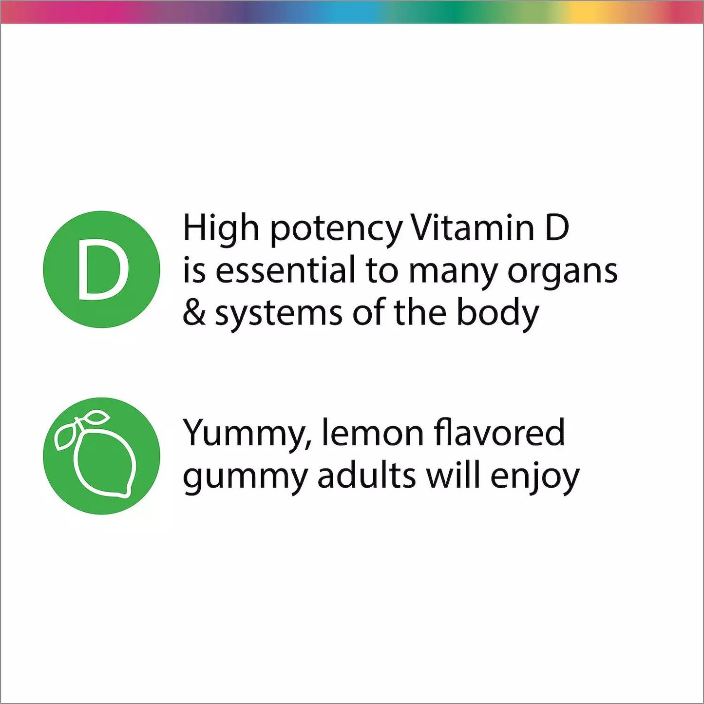 Rainbow Light Sunny Gummies Vitamin D3 1000 IU – Supports Bones, Muscles & Immunity | Gluten-Free, Soy-Free, Sour Lemon 50 Gummies