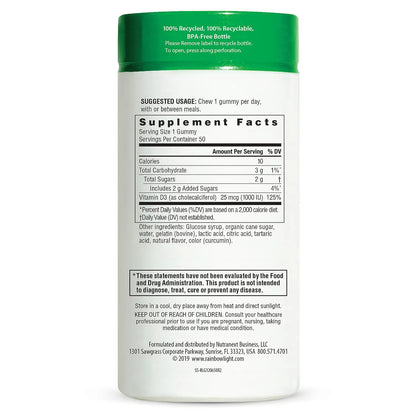 Rainbow Light Sunny Gummies Vitamin D3 1000 IU – Supports Bones, Muscles & Immunity | Gluten-Free, Soy-Free, Sour Lemon 50 Gummies