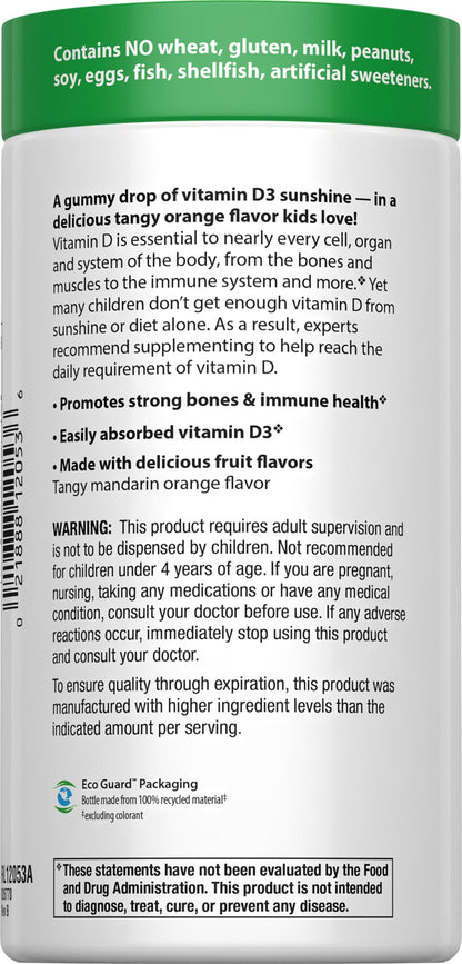 Rainbow Light Sunny Gummies Vitamin D3 400 IU | Bone, Muscle & Immunity Support | 60 Gummies