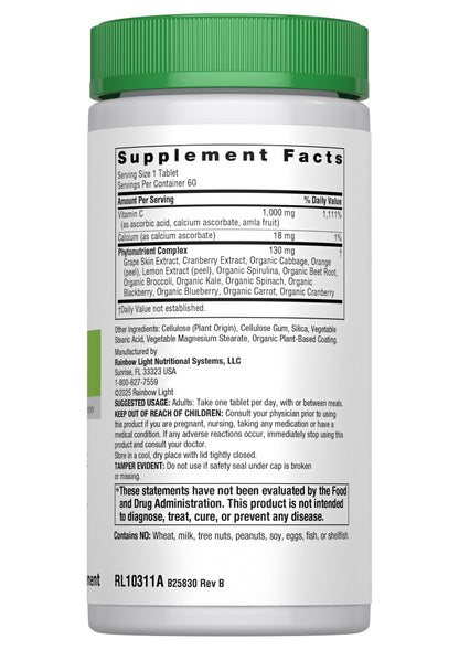 Rainbow Light Super C 1000 mg – Vitamin C Supplement (60-Count)