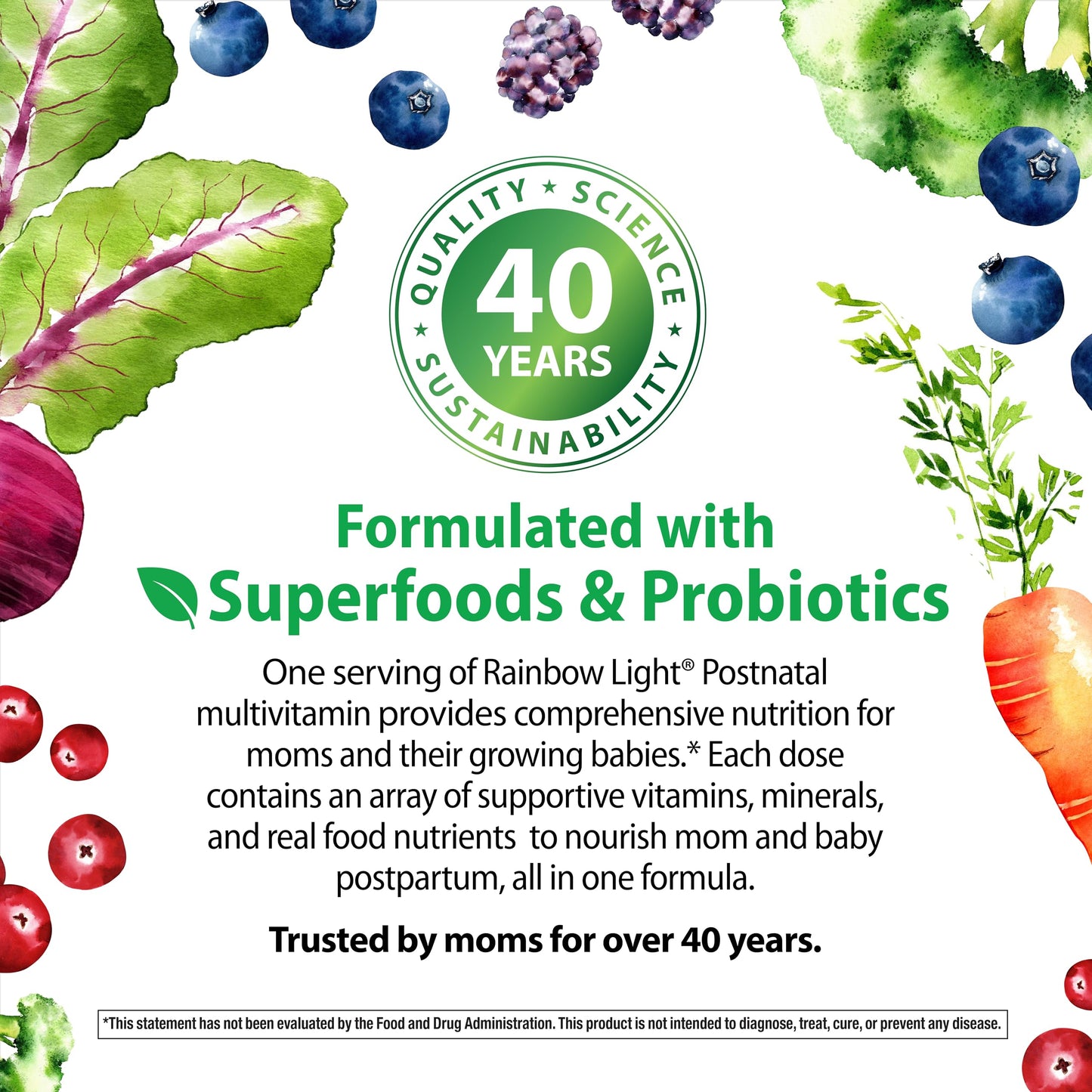 Rainbow Light Vibrance Postnatal Multivitamin for Women – 120 Capsules