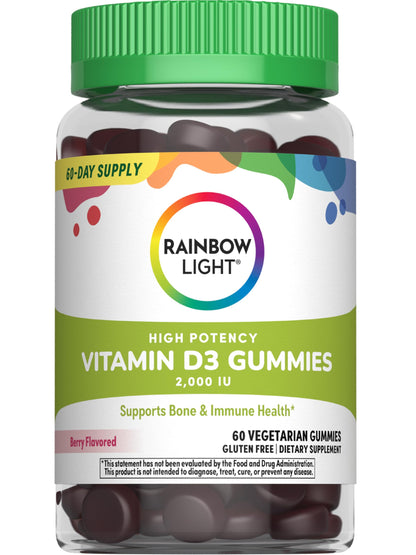 Rainbow Light Vitamin D3 Gummies 2000 IU – Immune Health & Strong Bones
