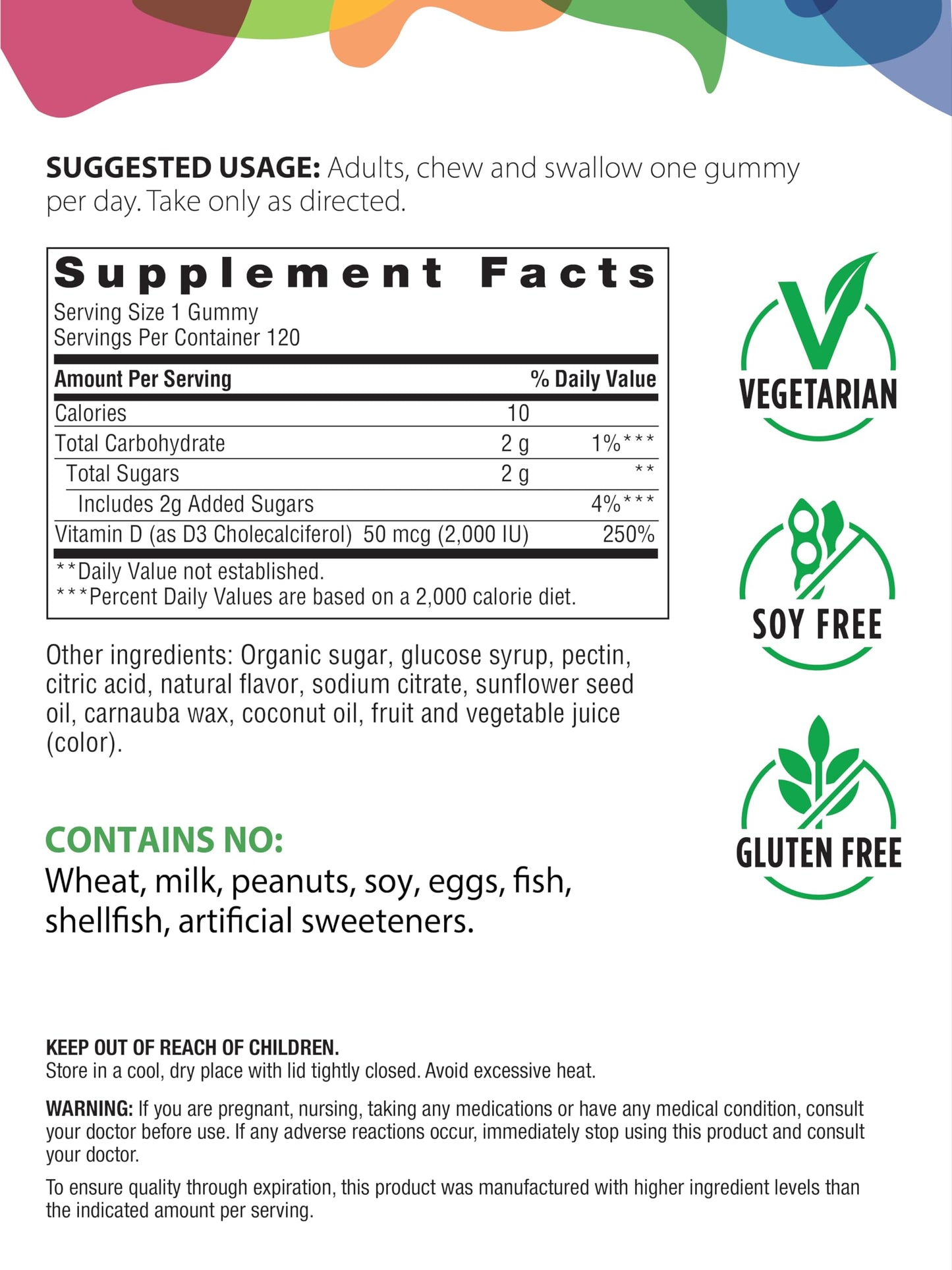 Rainbow Light Vitamin D3 Gummies 2000 IU – Immune Support, Vegan, Gluten Free
