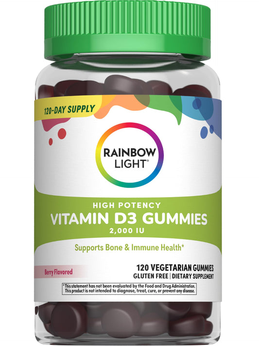 Rainbow Light Vitamin D3 Gummies 2000 IU – Immune Support, Vegan, Gluten Free BritishVita | Premium UK Vitamins & Wellness Supplements