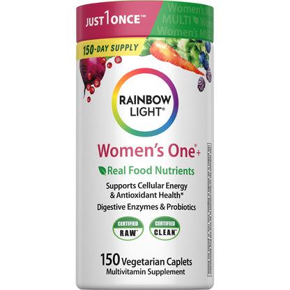 Rainbow Light Women's One Multivitamin – 150 Caplets | Energy & Immune Support