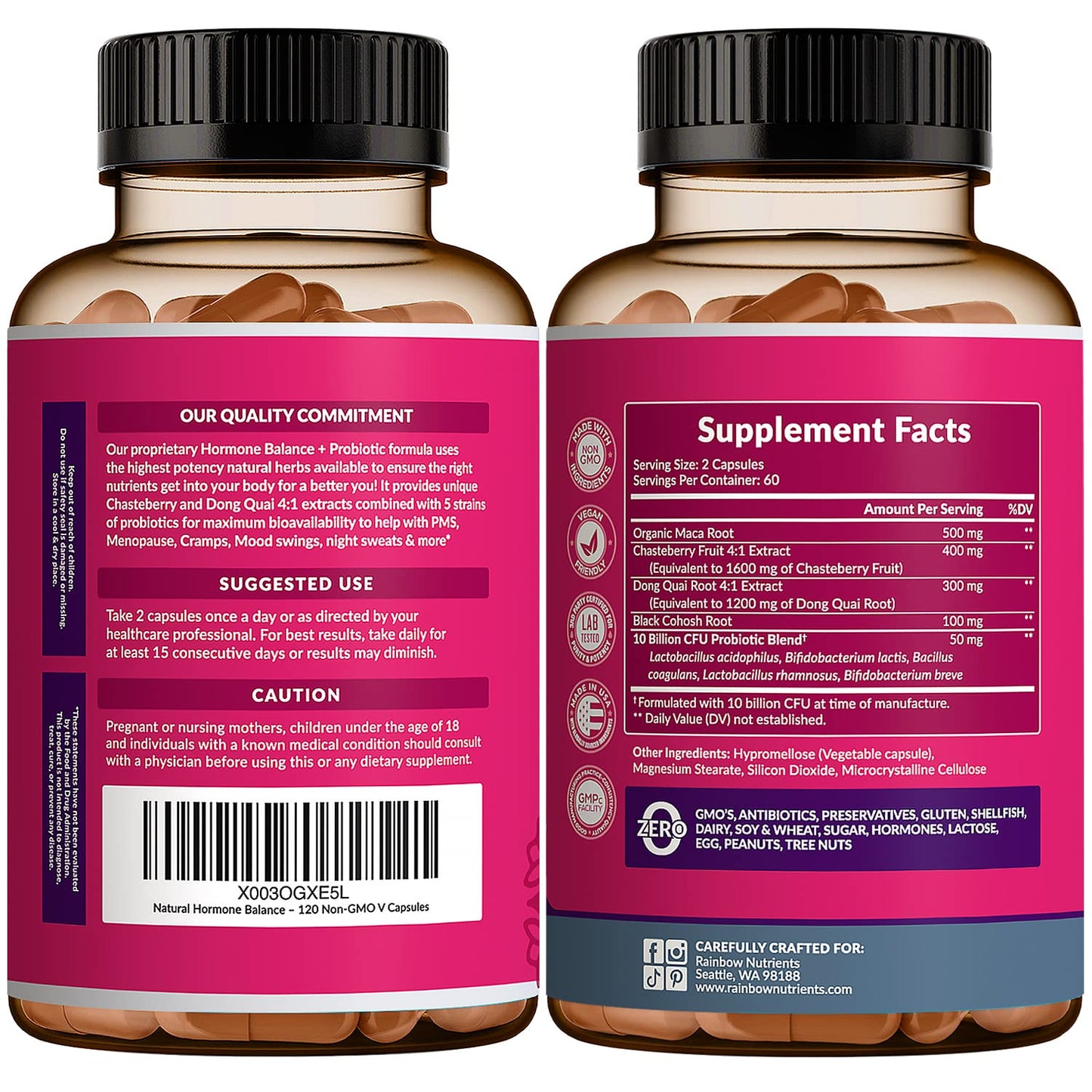 Rainbow Nutrients Hormone Balance + Probiotics for Women | Menopause Support