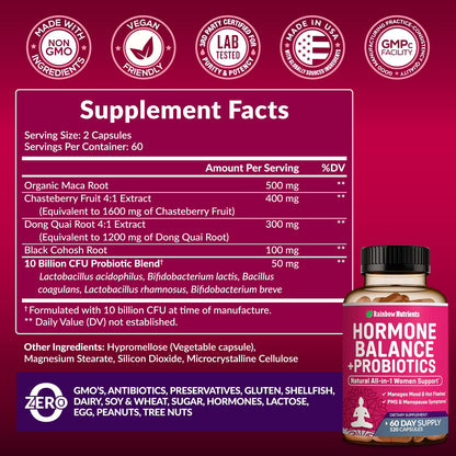 Rainbow Nutrients Hormone Balance + Probiotics for Women | Menopause Support