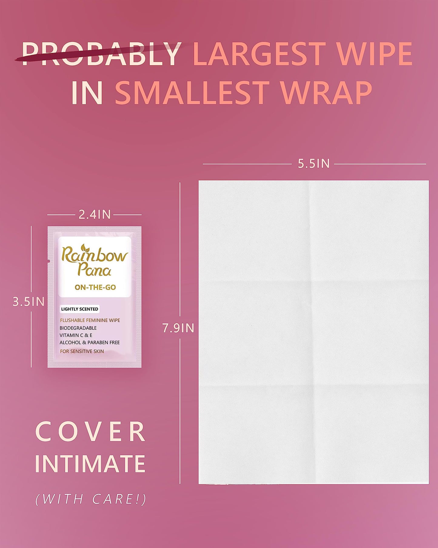 RainbowPana Feminine Wipes | 120 Count, Flushable Aloe & Vitamin-E