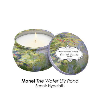 RainCaper Monet Water Lilies Scented Candles Gift Set | 4x4.4 oz Soy, 8% Essential Oils