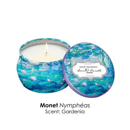 RainCaper Monet Water Lilies Scented Candles Gift Set | 4x4.4 oz Soy, 8% Essential Oils