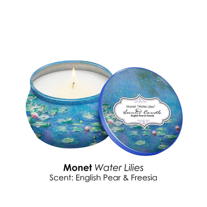 RainCaper Monet Water Lilies Scented Candles Gift Set | 4x4.4 oz Soy, 8% Essential Oils