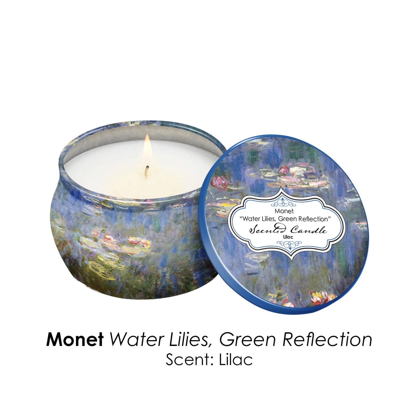 RainCaper Monet Water Lilies Scented Candles Gift Set | 4x4.4 oz Soy, 8% Essential Oils
