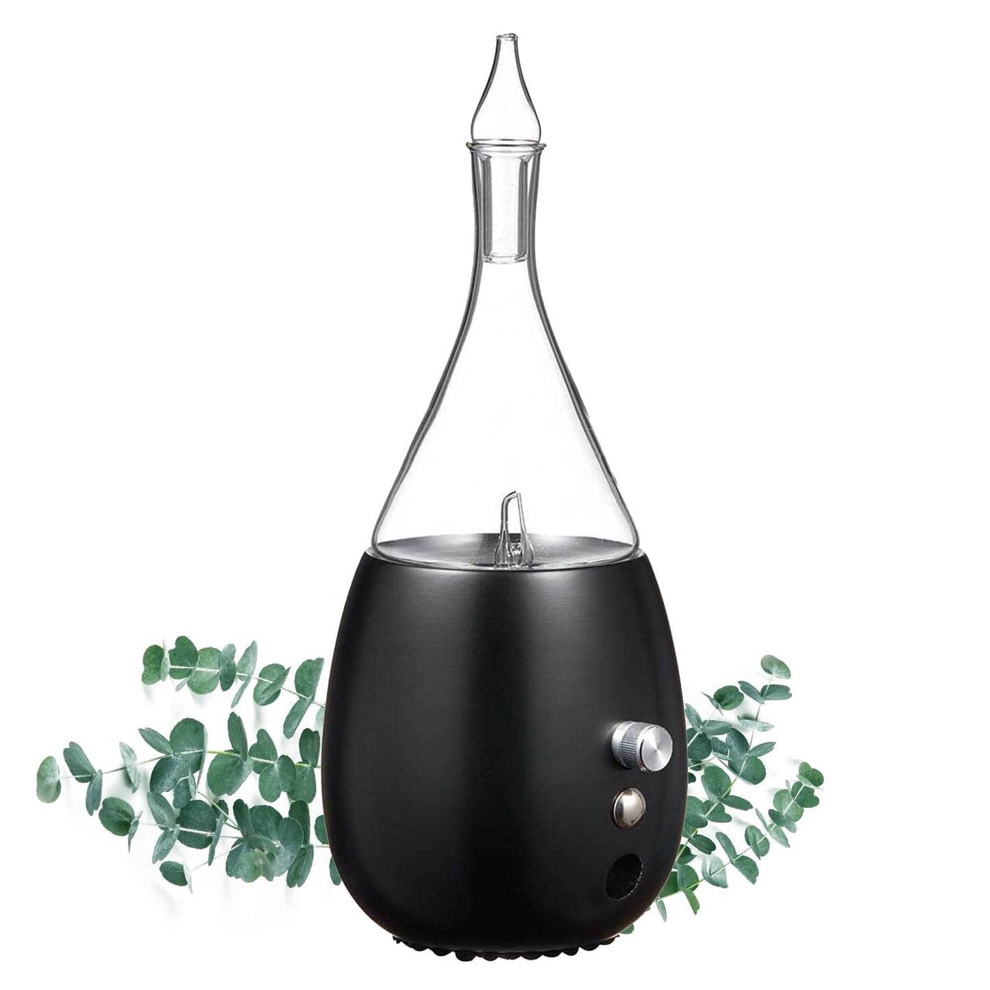 Raindrop 2.0 Waterless Glass Diffuser - Organic Aromas, Auto-Off, BPA-Free, Black