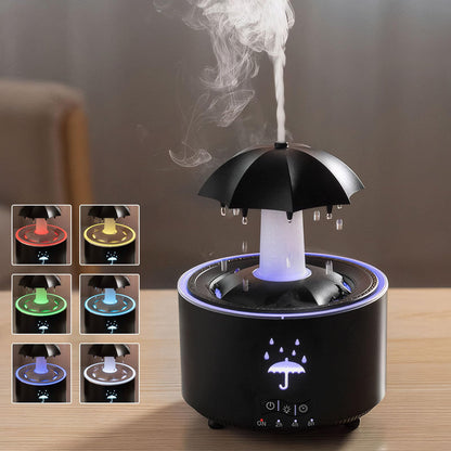 Raindrop Humidifier - Aromatherapy Diffuser, 300ml, 7-Color Night Light (Black)