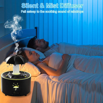 Raindrop Humidifier - Aromatherapy Diffuser, 300ml, 7-Color Night Light (Black)