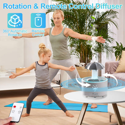 Raindrop Humidifier & Diffuser — 300ml, 7-Color LED, 2/4/8h Timer (White)
