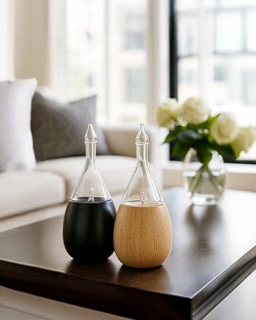 Organic Aromas Raindrop 2.0 Aromatherapy Diffuser - Waterless Glass Nebulizer, Auto-Off, BPA Free, Lightwood