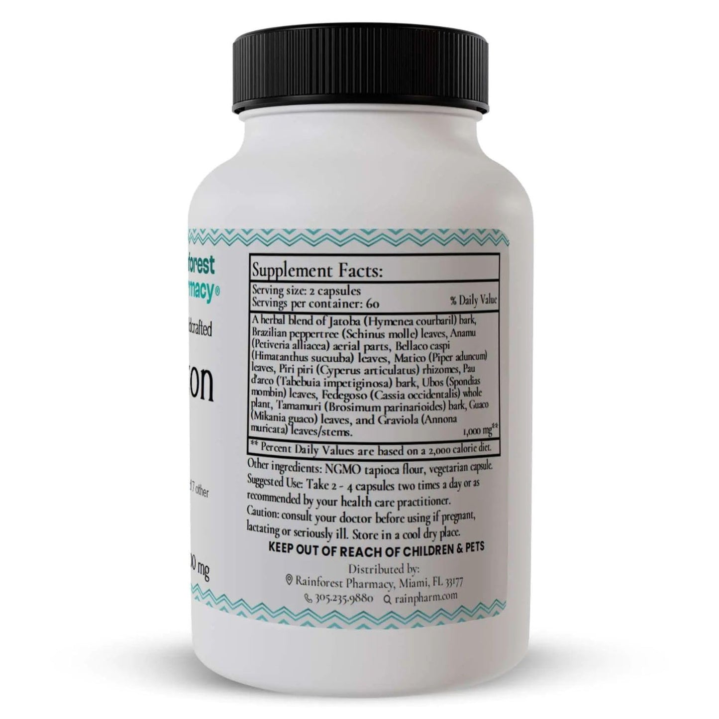 Rainforest Pharmacy Amazon A-F Herbal Supplement – 120 Veg Capsules, 500 mg | Jatoba, Pau D'Arco, Anamu, Graviola