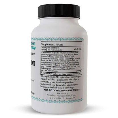 Rainforest Pharmacy Amazon A-F Herbal Supplement – 120 Veg Capsules, 500 mg | Jatoba, Pau D'Arco, Anamu, Graviola