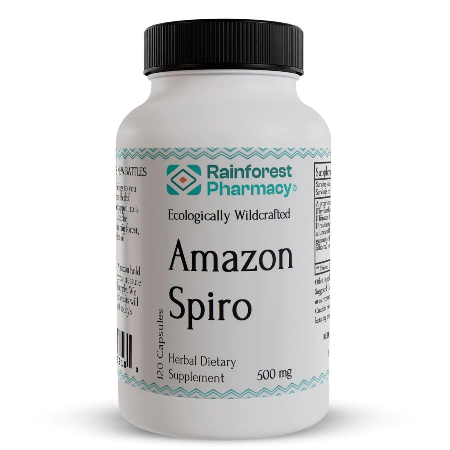 Rainforest Pharmacy Spiro Natural Herbal Supplement - 120 Vegetarian Capsules (500 mg) - Wildcrafted Amazonian Herbs - Non-GMO