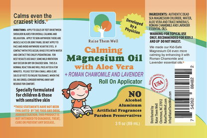 Magnesium Oil Calming Roll-On for Kids – Aloe Vera, Roman Chamomile & Lavender