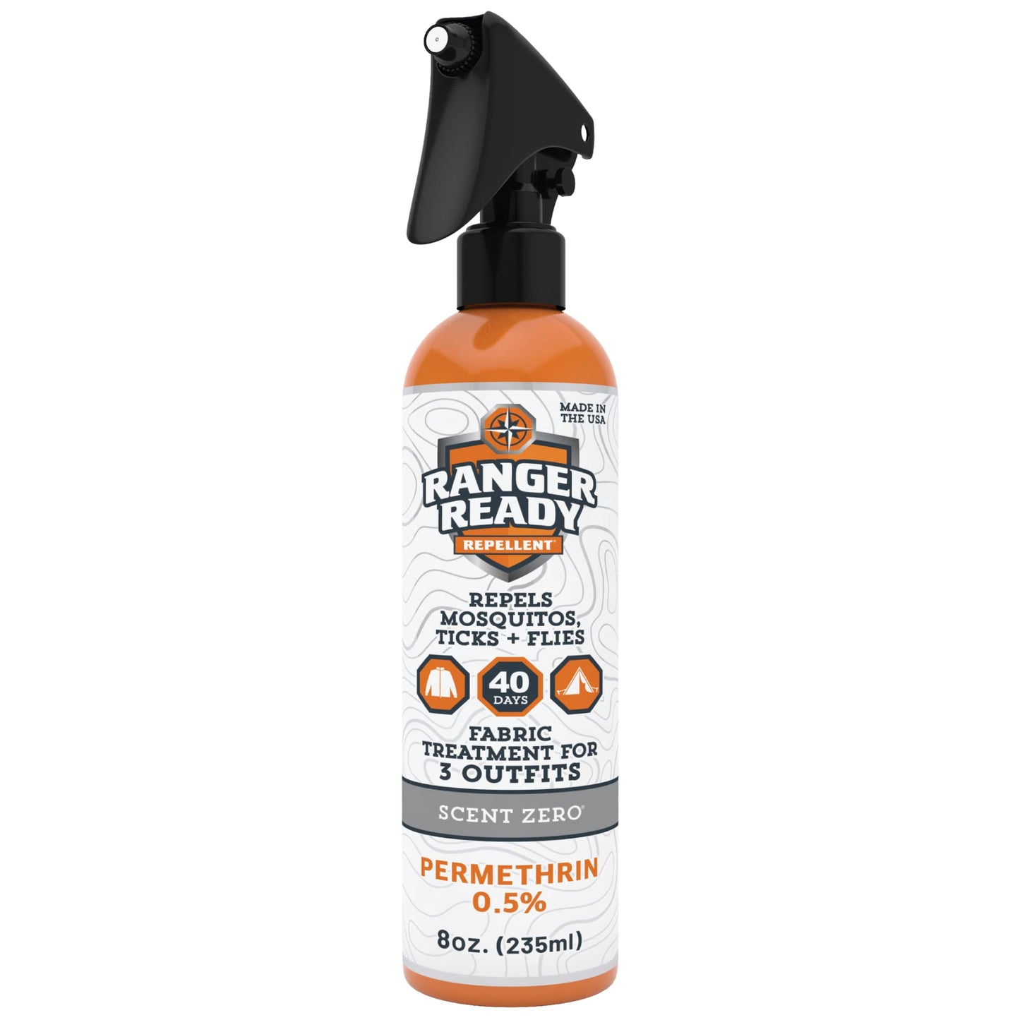 Ranger Ready Repellents 0.5% Permethrin Spray for Clothes & Outdoor Gear - Scent Zero, 8 fl oz