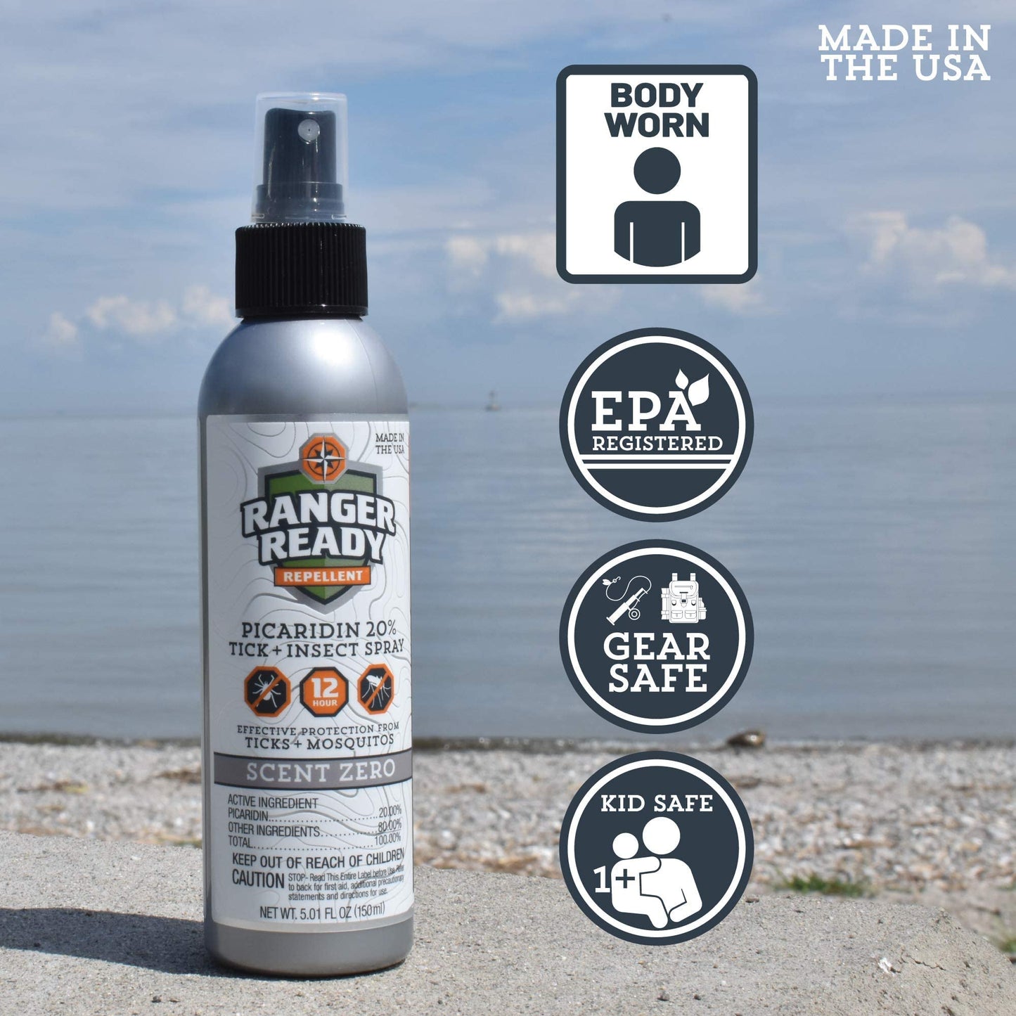 Ranger Ready Picaridin Insect Repellent Spray with Scent Zero – 5 oz (Pack of 1) for Tick & Mosquito Protection