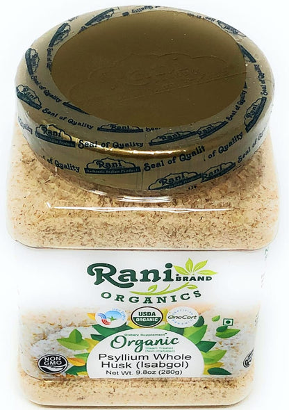 Rani Organics Psyllium Whole Husk Powder (Isabgol) – USDA Organic Dietary Fiber, 9.8oz Jar