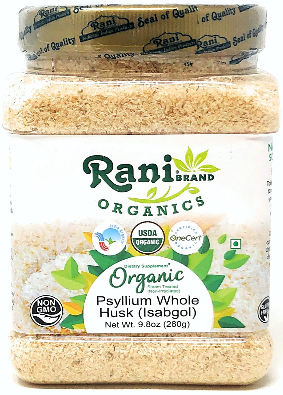Rani Organics Psyllium Whole Husk Powder (Isabgol) – USDA Organic Dietary Fiber, 9.8oz Jar