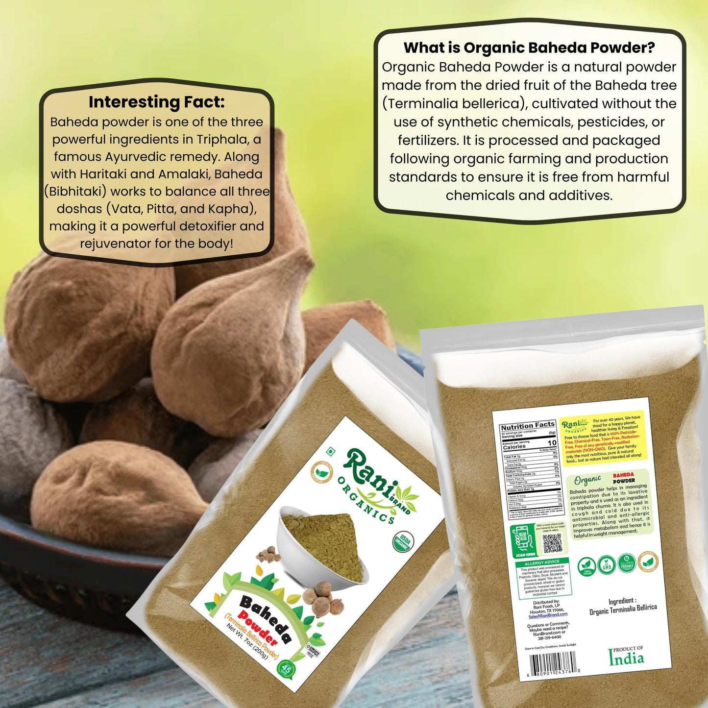 Rani Organic Baheda Powder 7oz (200g) – Organic, Kosher, Non-GMO