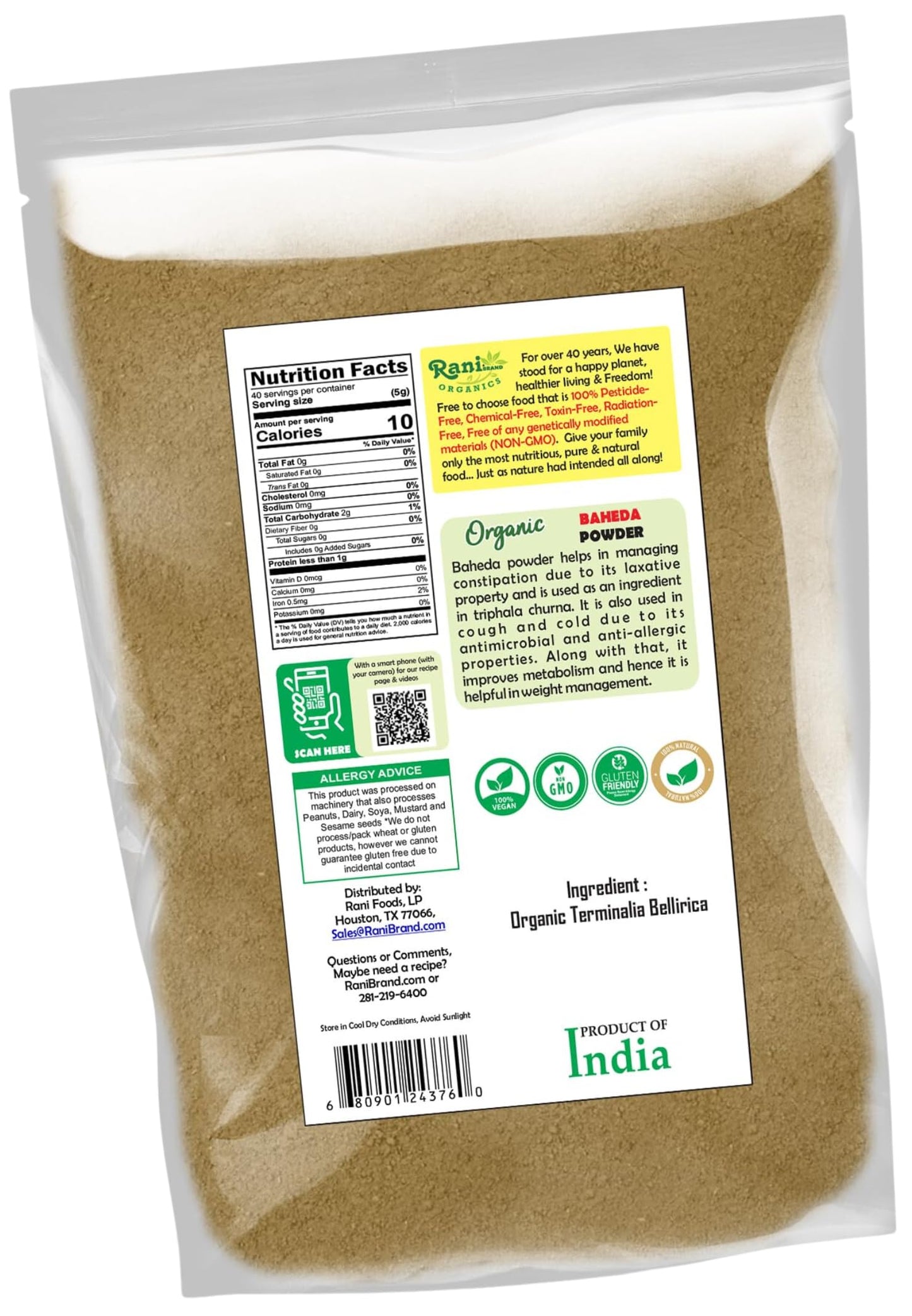 Rani Organic Baheda Powder 7oz (200g) – Organic, Kosher, Non-GMO