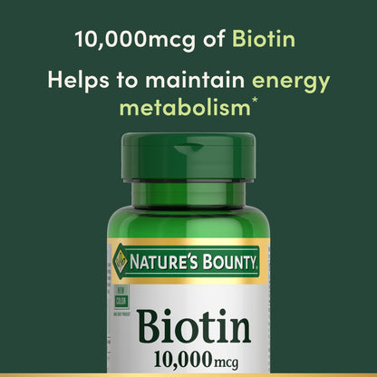 Nature's Bounty Biotin 10,000 mcg — Hair, Skin & Nails (120 Softgels)