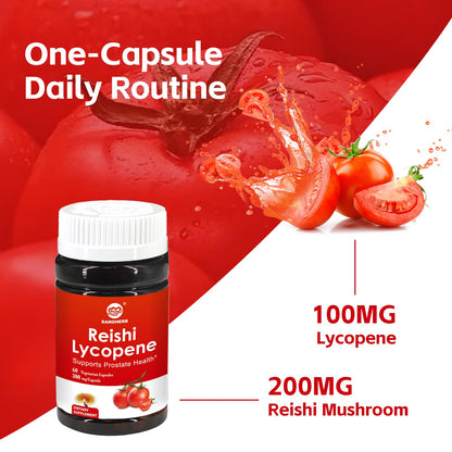GANOHERB Lycopene Supplement for Men – 100 mg Lycopene, 60 Rapid Release Capsules, 2-Month Supply