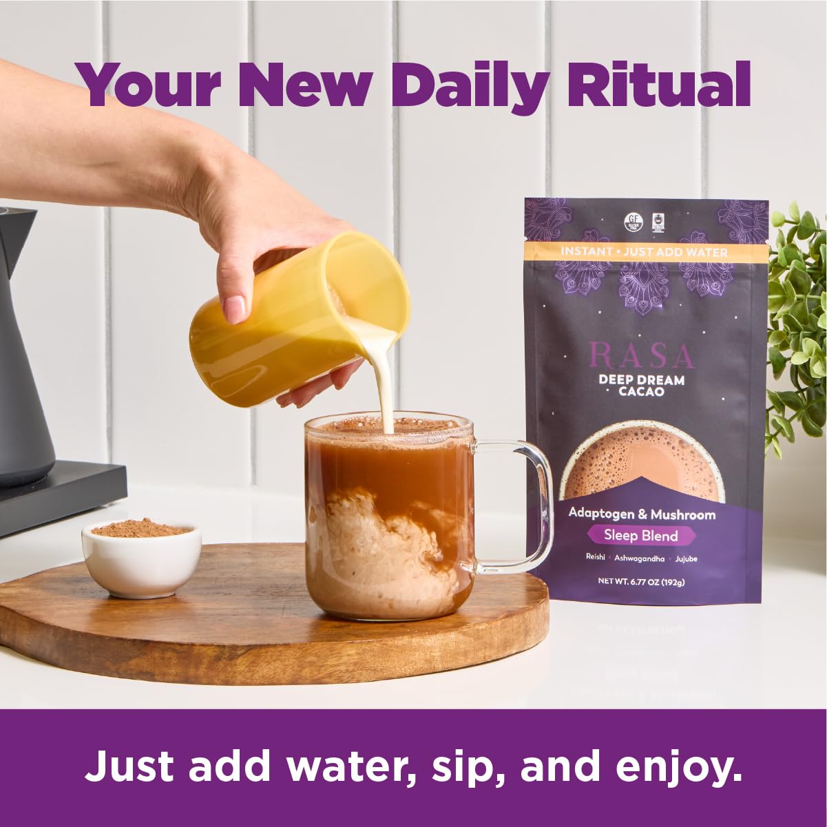 Rasa Deep Dream Cacao – Adaptogenic Sleep Blend | Vegan, Gluten Free with Reishi + Ashwagandha + Jujube (6.77 oz / 24 Servings)