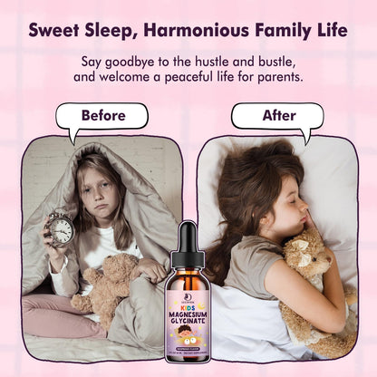Kids Magnesium Glycinate Sleep Drops with L-Theanine – Melatonin-Free, Raspberry Flavor (30ml)