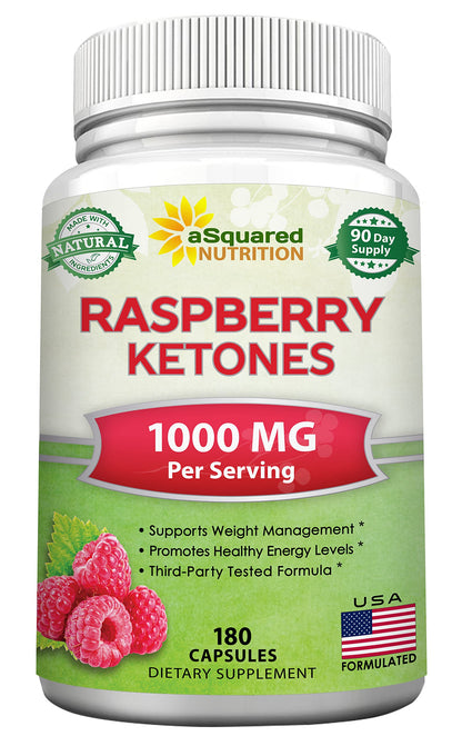 aSquared Nutrition Raspberry Ketones 1000mg - 180 Capsules | 3-Month Supply