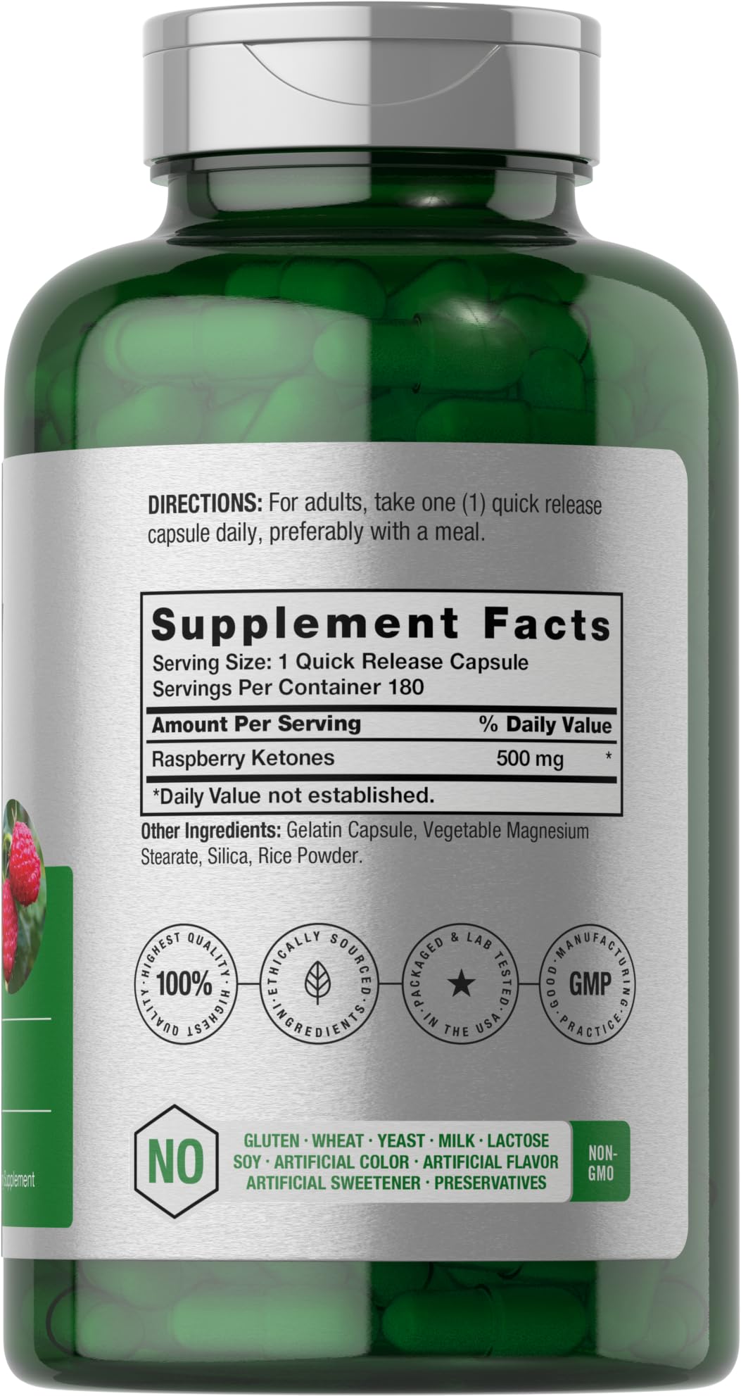 Horbäach Raspberry Ketones | 500mg – 180 Capsules | Non-GMO & Gluten Free Pills