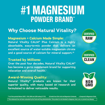 Natural Vitality CALM Magnesium Drink Mix Plus Calcium – Raspberry Lemon (8 oz)