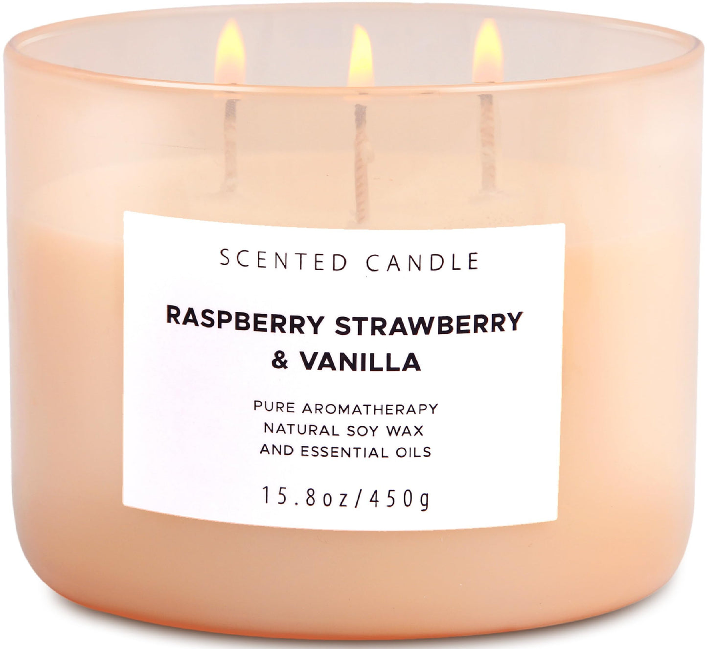 Raspberry Strawberry Vanilla 3-Wick Soy Candle – 15.8 oz | Long-Lasting Aromatherapy with Strong Throw