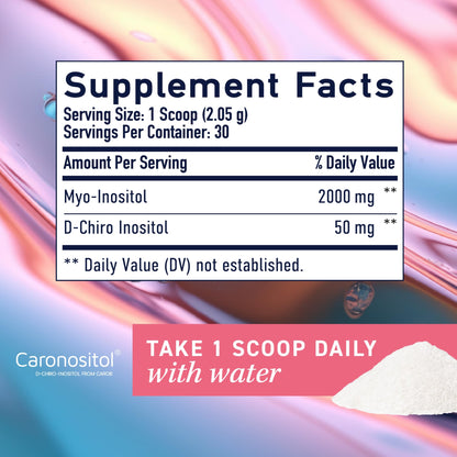 Myo-Inositol & D-Chiro Inositol Powder – Hormone Balance for Women | 40:1 Ratio | 2000mg Myo / 50mg D-Chiro | 30 Servings | 2.17 oz