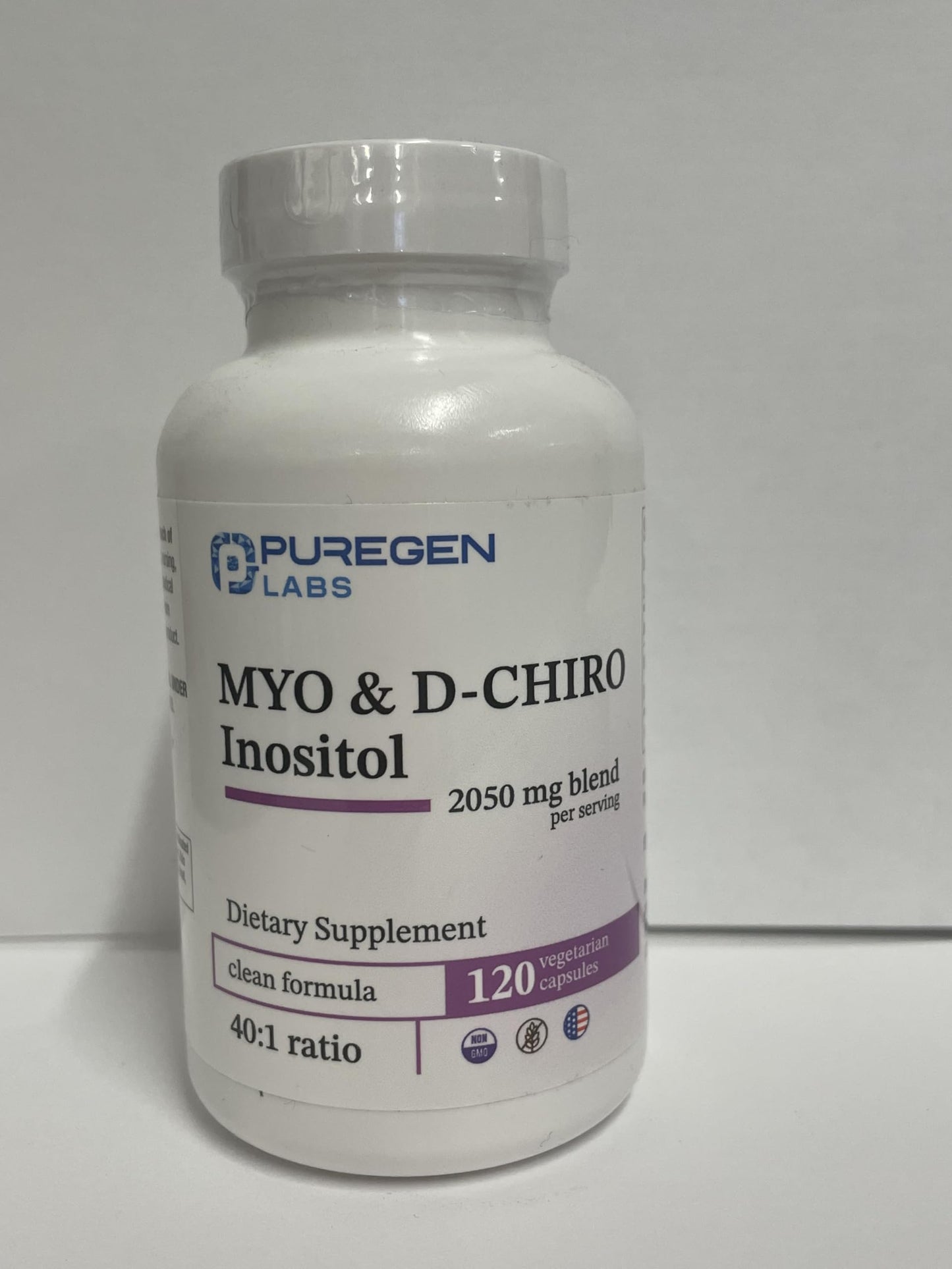 Puregen Labs Inositol Supplement | Myo-Inositol & D-Chiro-Inositol 2050mg (240 Veggie Caps) | Made in USA