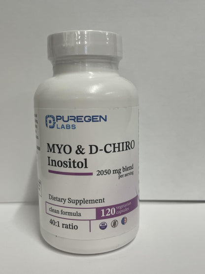 Puregen Labs Inositol Supplement | Myo-Inositol & D-Chiro-Inositol 2050mg (240 Veggie Caps) | Made in USA