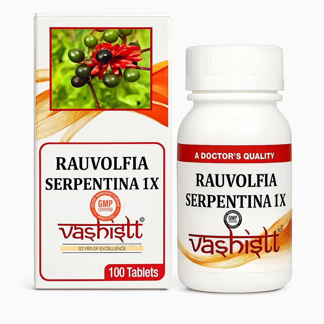 Rauwolfia Serpentina 1X Homeopathy Tablets – Sarpagandha Mother Tincture | Pack of 3 (300 Tabs) | HMS Brand
