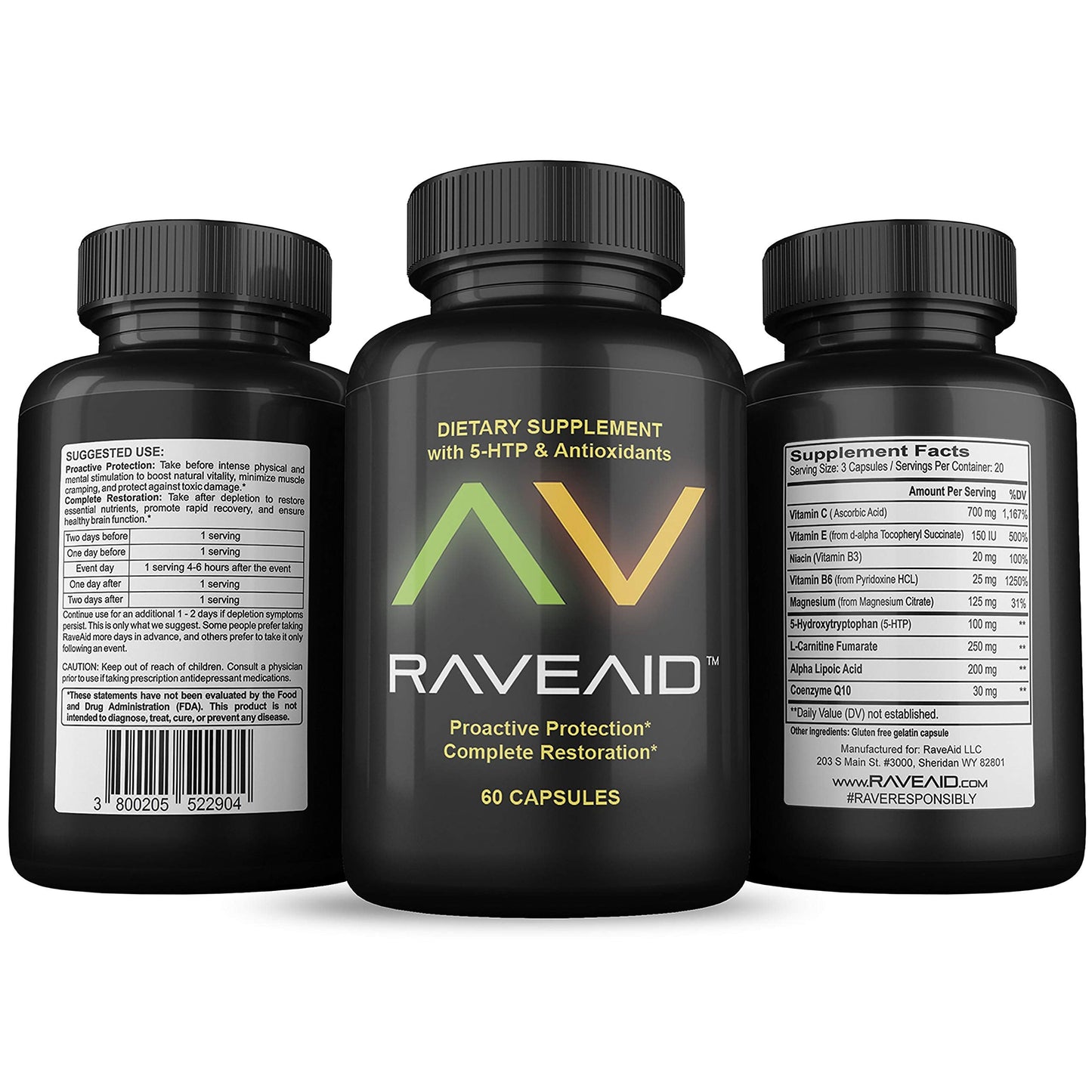 RaveAid Party Recovery Supplement (60 Capsules) – Trusted Since 2011, Jaw Clench Relief & Neurotoxicity Support
