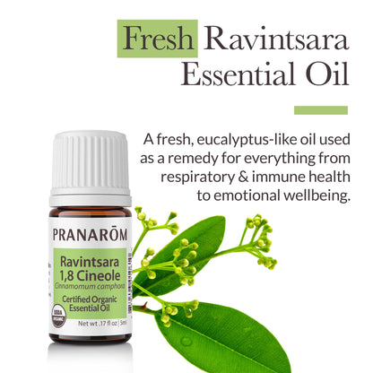 Pranarom Ravintsara CT 1,8-Cineole Essential Oil – Organic, 100% Pure