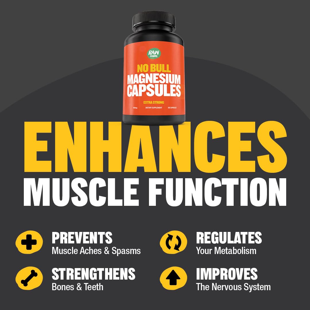 Raw Barrel No Bull Magnesium Capsules - Citrate & Oxide for Sleep (500g)