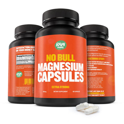 Raw Barrel No Bull Magnesium Capsules - Citrate & Oxide for Sleep (500g)